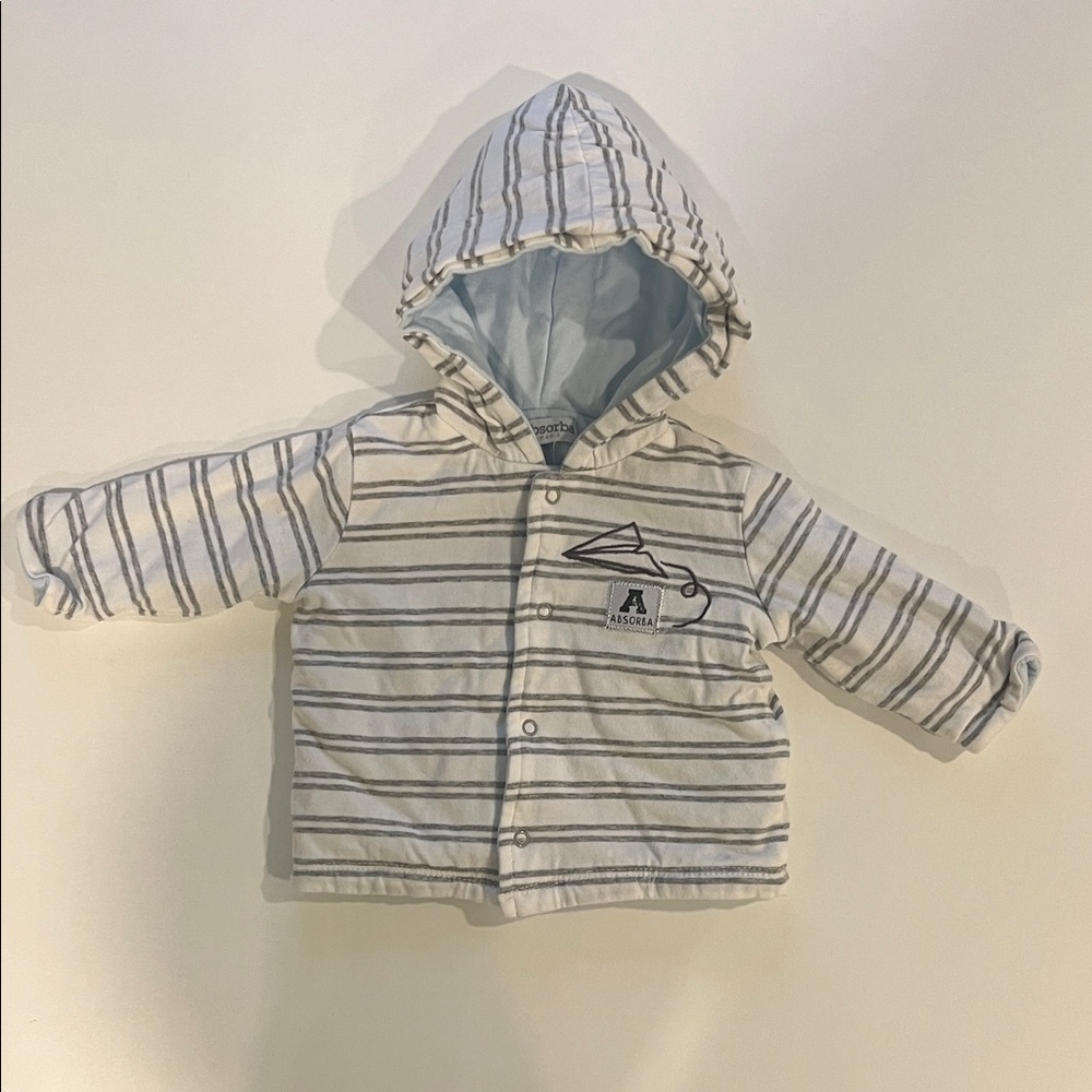 Absorba Gray and White Striped Baby Jacket